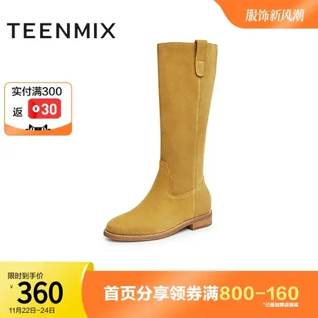 天美意复古美拉德西部牛仔靴女长靴高筒靴商场款BF391DG2奥莱图片