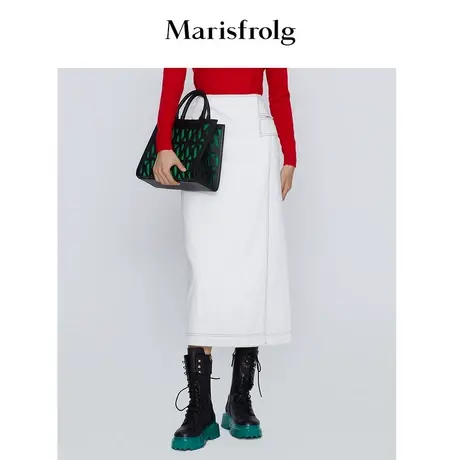 玛丝菲尔2022年夏季新款气质白色半身裙女图片