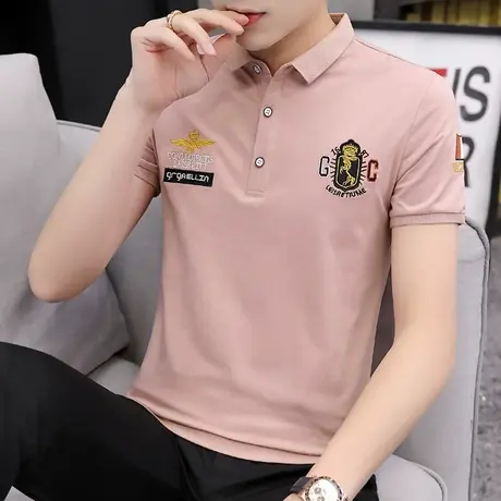 夏季运动polo衫男潮牌宽松纯棉商务休闲翻领刺绣短袖t恤男士潮流商品大图