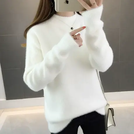 毛衣女仿水貂绒2022秋冬新款爆款加厚内搭宽松慵懒百搭高领打底衫商品大图