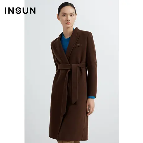 INSUN恩裳线上专选冬季羊毛线条美拉德毛呢外套图片