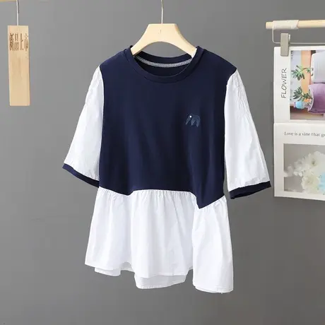 2024夏季新款裙摆式上衣女小个子宽松设计感小众短袖衬衫宽松女装图片