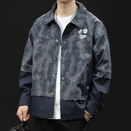 冲锋衣外套男春秋男装拼色潮牌大码男款上衣男士夹克秋季2023新款图片