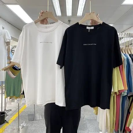 港风短袖t恤女夏季宽松潮韩版半袖百搭字母印花休闲简约 超火上衣商品大图