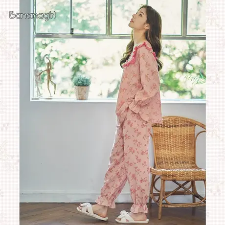 睡衣春秋款女薄款套装2023年新款日系碎花秋长袖长裤两件套家居服商品大图