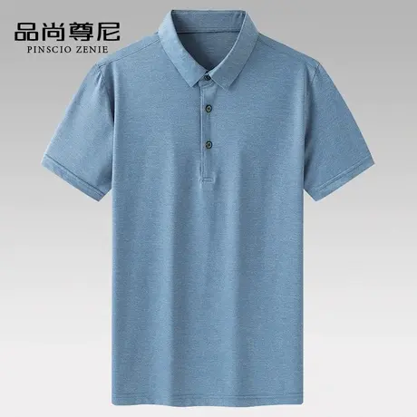 爸爸夏装2022新款基础纯色翻领短袖t恤冰丝凉感男士polo衫中老年商品大图