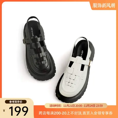 快乐玛丽凉鞋女2023夏季新款一字扣带包头透气增高休闲时装凉鞋女图片