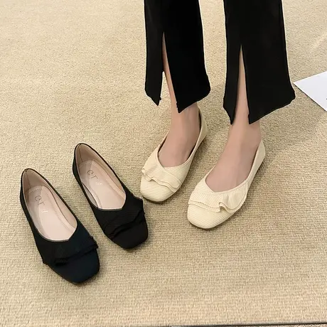 晚晚风温柔鞋单鞋女新款夏季春秋款瓢鞋平底孕妇鞋软底妈妈奶奶鞋商品大图