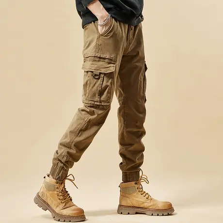 秋季裤子男款宽松舒适男士工装裤户外多口袋耐磨束脚休闲工装裤男商品大图