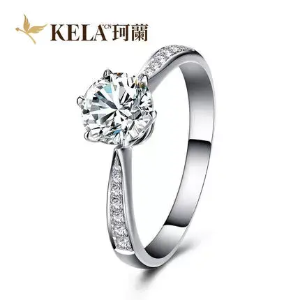 【群镶戒托】珂兰 18K金戒托空托群镶结婚钻托六爪钻戒定制  情愫图片