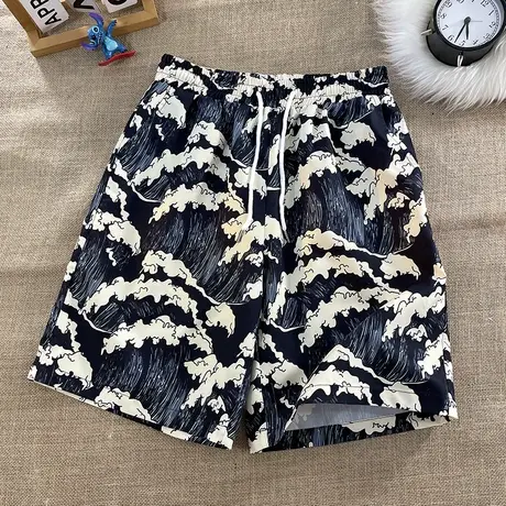 沙滩花短裤男夏季薄款大裤衩家居宽松睡裤休闲中裤潮流泳裤五分裤商品大图