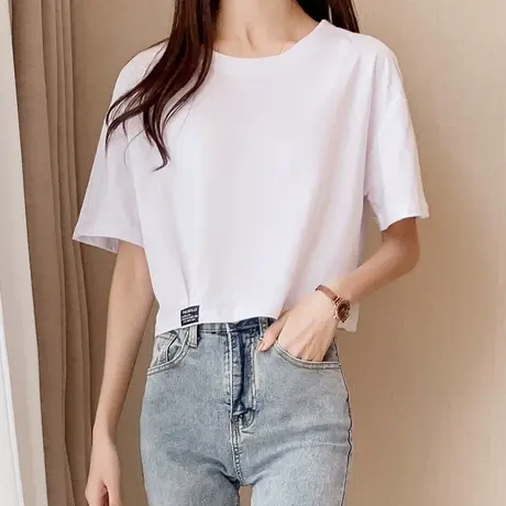 短袖t恤女2023年夏季新款网红别致甜辣短款露脐纯欲上衣宽松ins潮图片