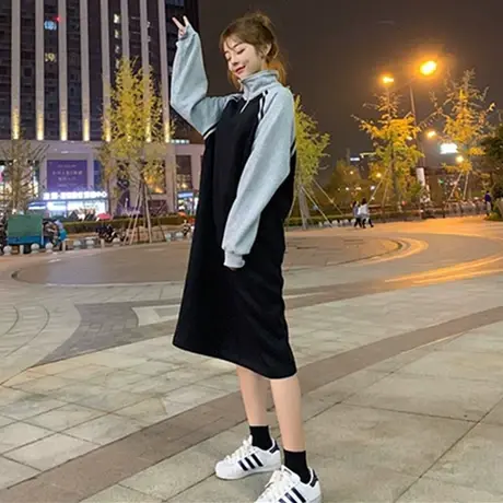 cec卫衣女中长款秋冬韩版学生宽松套头百搭mschf上衣加绒加厚外套商品大图