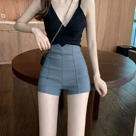 黑色高腰西装短裤女秋冬款外穿小个子辣妹显腿长打底热裤夏季包臀图片