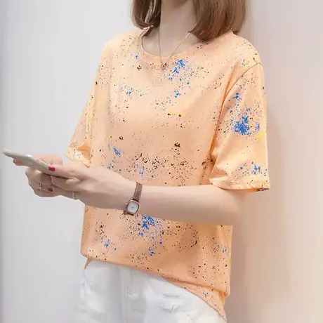涂鸦短袖T恤打底衫女春夏内搭2022年夏季新款设计感小众上衣ins潮商品大图