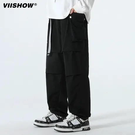 VIISHOW机能工装裤男春秋潮牌直筒休闲裤宽松束脚运动裤美式裤子商品大图