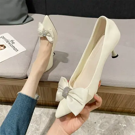 尖头高跟鞋女细跟2023年春夏季新款性感法式少女水钻百搭气质单鞋图片