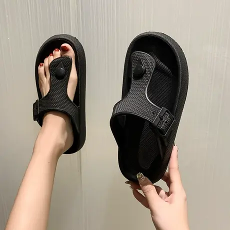 人字拖女夏季休闲时尚学生外穿踩屎感厚底防滑海边沙滩夹脚凉拖鞋商品大图