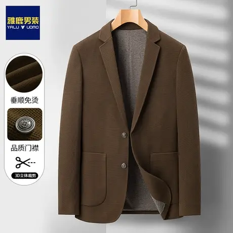 雅鹿西装外套男春秋季新款韩版休闲中年单件西服修身爸爸春装上衣图片