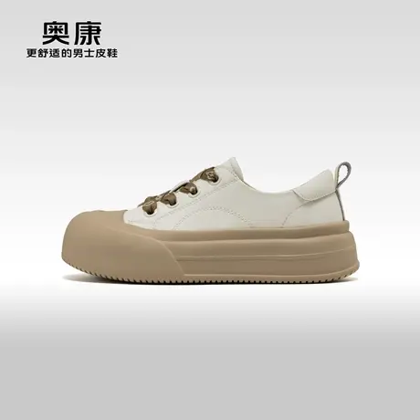 奥康女鞋 2024春季新款丑萌面包鞋厚底增高百搭圆头板鞋大头鞋商品大图
