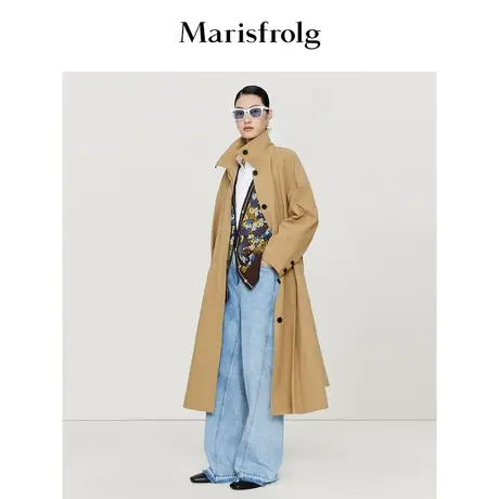 【复古英伦风】玛丝菲尔风衣23春季新款收腰压褶腰带风衣外套商品大图