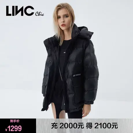 LINC金羽杰羽绒服女2023冬新款反季断码女款加厚连帽短款面包服商品大图