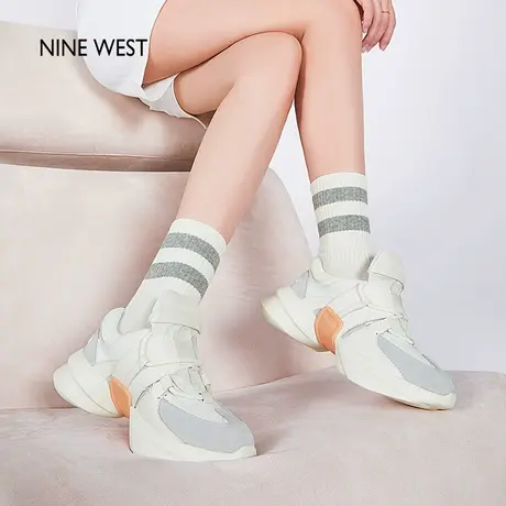 Nine West/玖熙老爹鞋女2025夏季新款真皮厚底运动休闲鞋增高百搭图片
