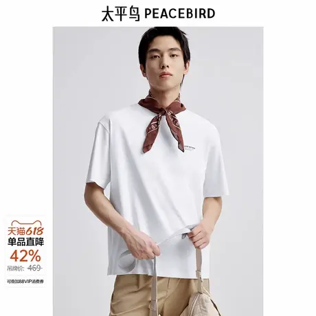 太平鸟男装 夏季新款背后刺绣T恤男B1CNE2403图片