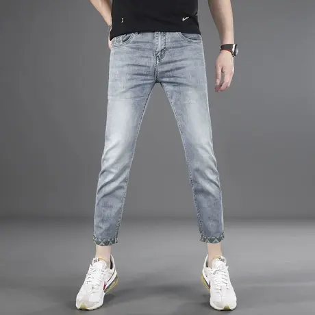 浅蓝色牛仔裤男款修身小脚欧洲站2025新款男士休闲夏季薄款裤子商品大图