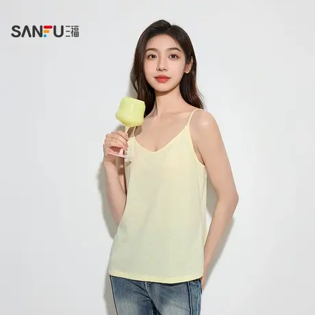 三福女夏季雪花棉吊带背心 简约宽松易搭配无袖上衣女506347商品大图