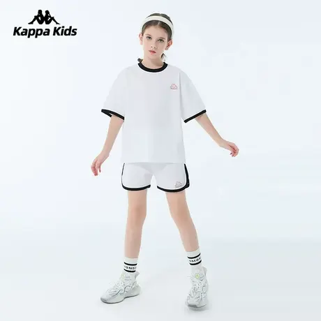 Kappa卡帕中大童运动套装女男儿童装纯棉透气背靠背夏季短袖短裤商品大图