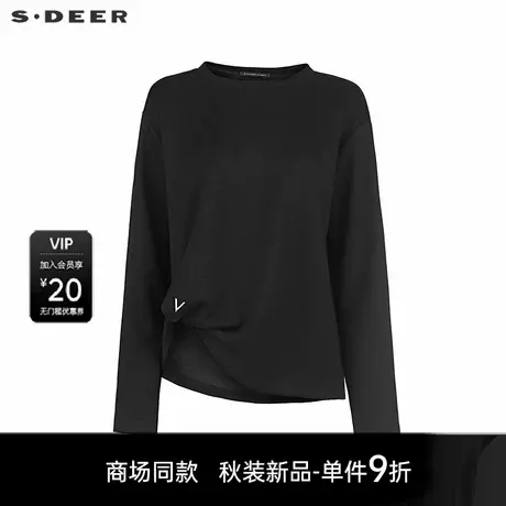 【商场同款】sdeer圣迪奥女个性圆领不规则胸针卫衣S25383317图片