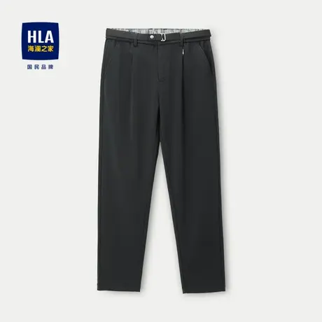 HLA/海澜之家仿铜氨丝休闲裤2023新款中腰弹力宽松撞色织唛裤子男图片