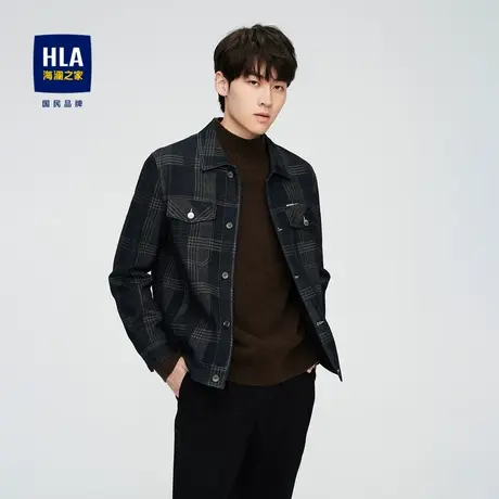 HLA/海澜之家2023翻领夹克时尚格子多口袋易打理微弹有型外套男商品大图