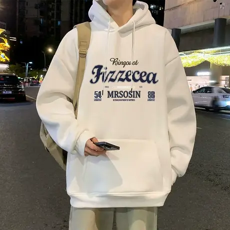 重磅纯棉卫衣男春秋季2025新款美式字母休闲帽衫大码高街长袖外套商品大图