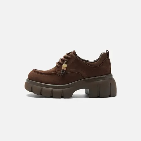Nine West/玖熙2025秋季新款厚底乐福鞋女英伦风系带小皮鞋单鞋女图片