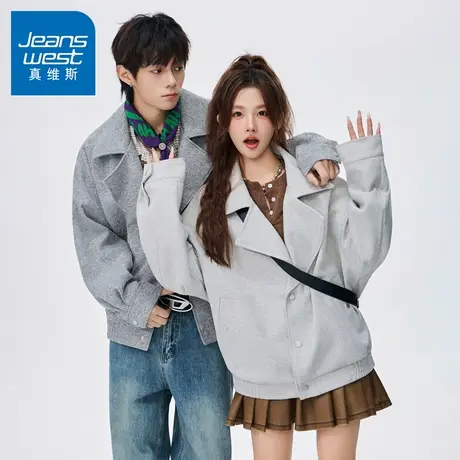 N5真维斯外套男2025秋季新款美式潮牌时尚翻领上衣服情侣春秋夹克图片