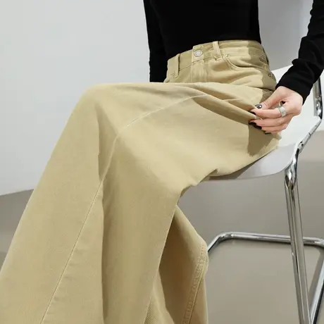 窄版阔腿牛仔裤女2025秋季新款高腰宽松显瘦垂感百搭直筒拖地裤子图片