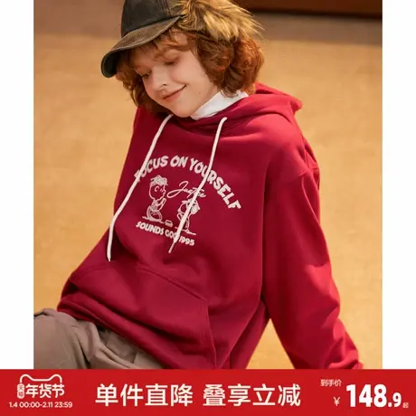 唐狮2026秋冬女士加绒卫衣可爱卡通印花宽松百搭情侣美式复古潮流图片