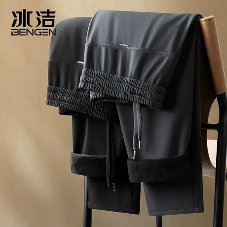 冰洁休闲裤男士2023秋冬新款舒适松紧腰抽绳纯色简约百搭长裤HWD商品大图