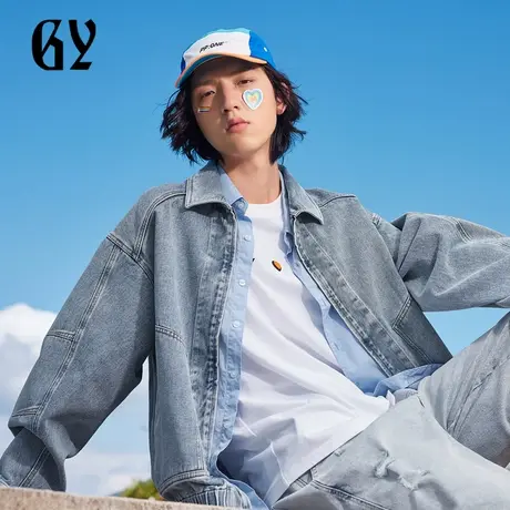 雅戈尔奥莱 GY男装秋粗斜牛仔面料水洗工艺男士单茄克商品大图