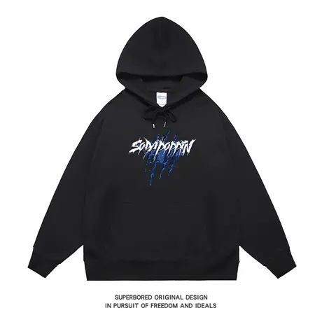 抓痕卫衣男2023秋季美式新款宽松休闲潮牌连帽上衣情侣装商品大图