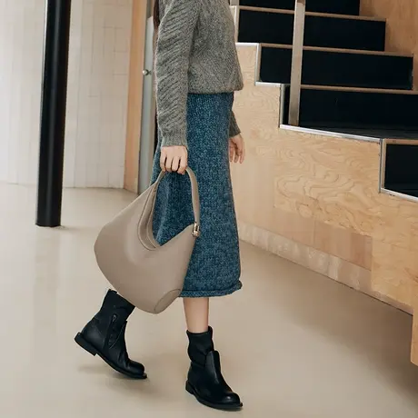 【新品上市】素人SUREN 原创设计女士短筒时装靴真皮骑士靴252图片