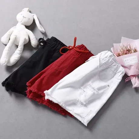 夏季大码高腰牛仔短裤女韩版ins辣妹宽松显瘦a字型破洞阔腿裤热裤商品大图