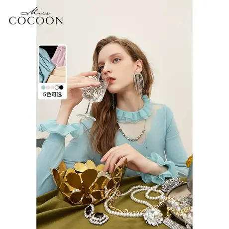 可可尼COCOON2025春季新款针织衫气质毛衣女打底衫小个子紫色上衣商品大图