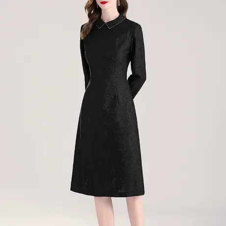 【1件7.9折】冬季新品连身裙修身打底蕾丝裙优雅收腰连衣裙女商品大图