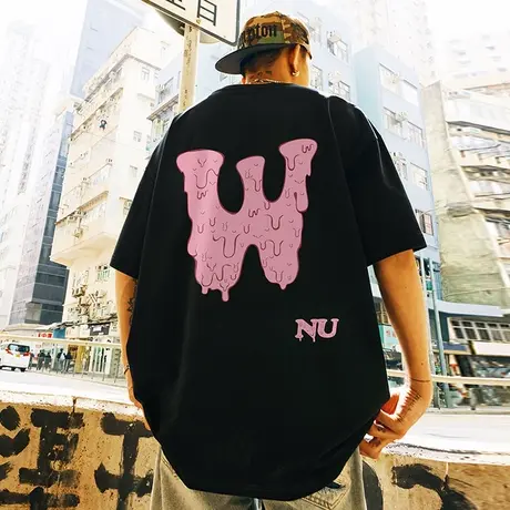 Nuthink宽松大码欧美潮牌美式复古t恤重磅男潮夏季潮流短袖情侣款商品大图