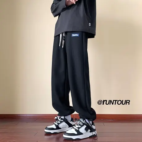 男裤秋款2023新款一裤两穿宽松束脚卫裤子男潮牌冬装加厚休闲长裤商品大图