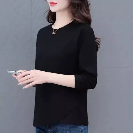 恋上17号纯棉长袖t恤女春秋薄款2023新款秋装中年妈妈时尚打底衫图片