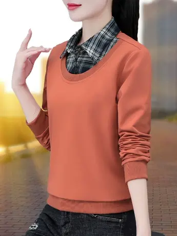 恋上17号polo翻领假两件卫衣女2023年春秋新款洋气时尚休闲百搭运图片